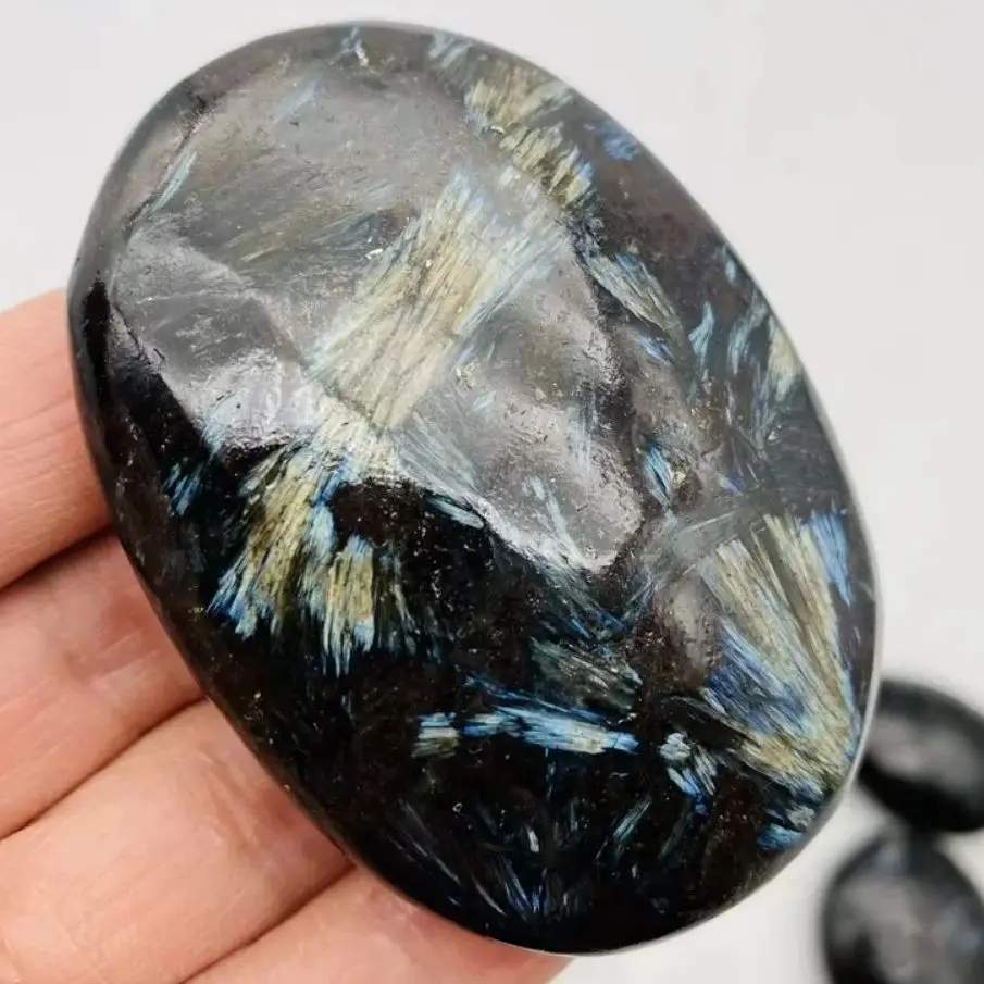 أستروفيليت طبيعي حجر النخيل جيب الطاقة كريستال أحجار الشفاء الإبهام لعبة الضغط الساخن الحرف للزينة والهدايا #1