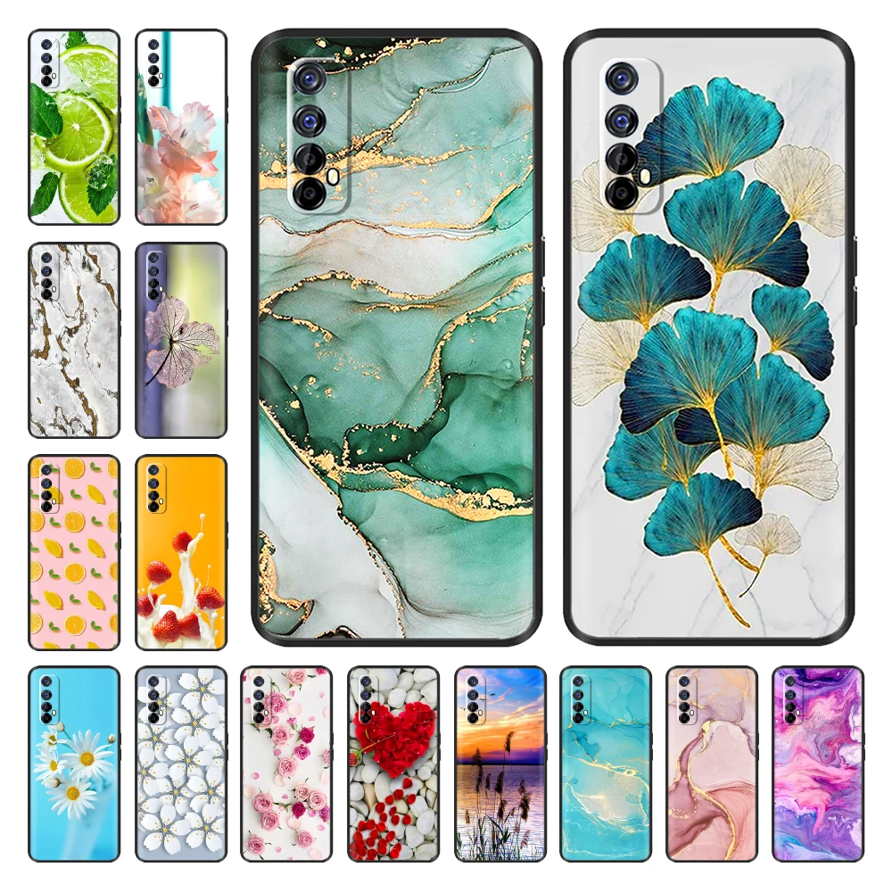 Case For Realme 7 Cover 4G 5G Silicone Flower Soft TPU Phone Cases For OPPO Realme 7 Pro RMX2170 Bumper Realme7 7Pro Fundas Para