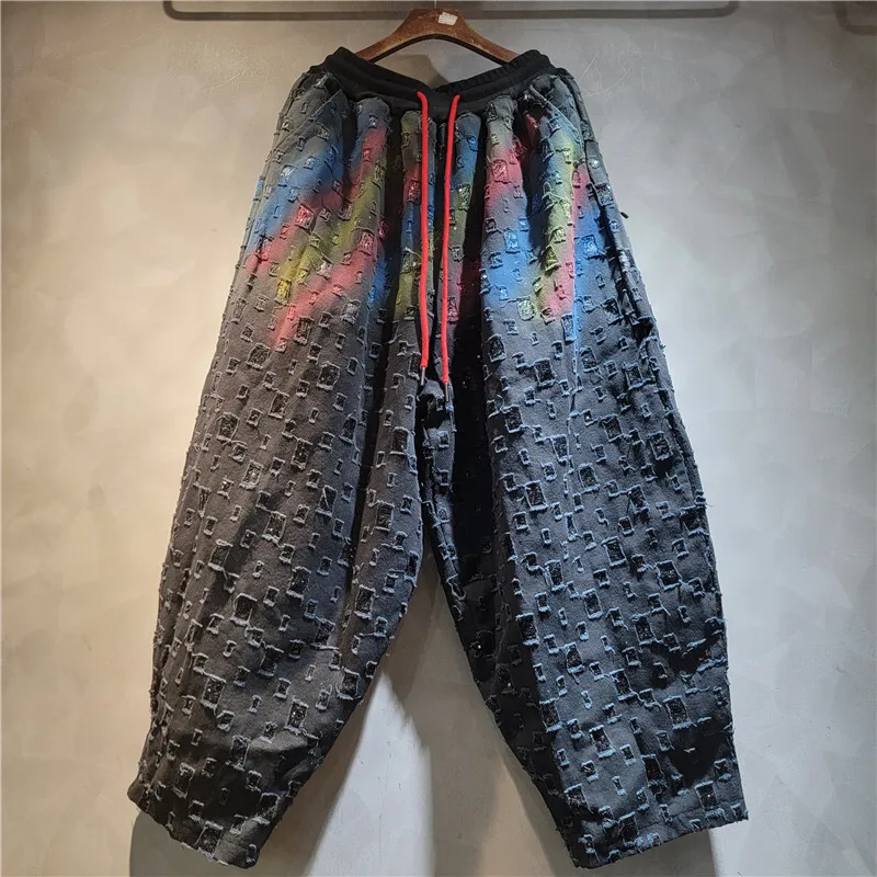 WTHT, nueva moda, chaqueta holgada con capucha con diseño a cuadros y grafiti degradado para mujer, Pantalones rectos con cintura elástica para mujer, invierno 2025 1LS2626