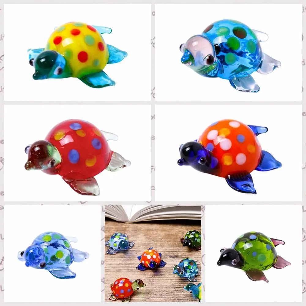 Pastoral Handicraft Turtle Figurines Vivid Lightweight Animal Statue Glass Turtle Art Pendant Crafts Collection