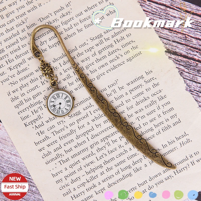 

Vintage Retro Alloy Metal Bookmark Clock Forest Book Marker Paper Clips Creative Gift For Kids Stationery Student