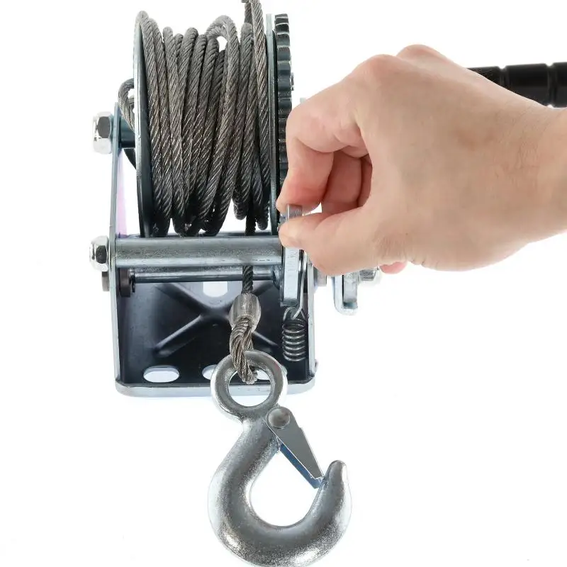 600/3500LB Hand Gear Winch Gear Reel with 7 Meters Black Webbing for Truck and Trailers