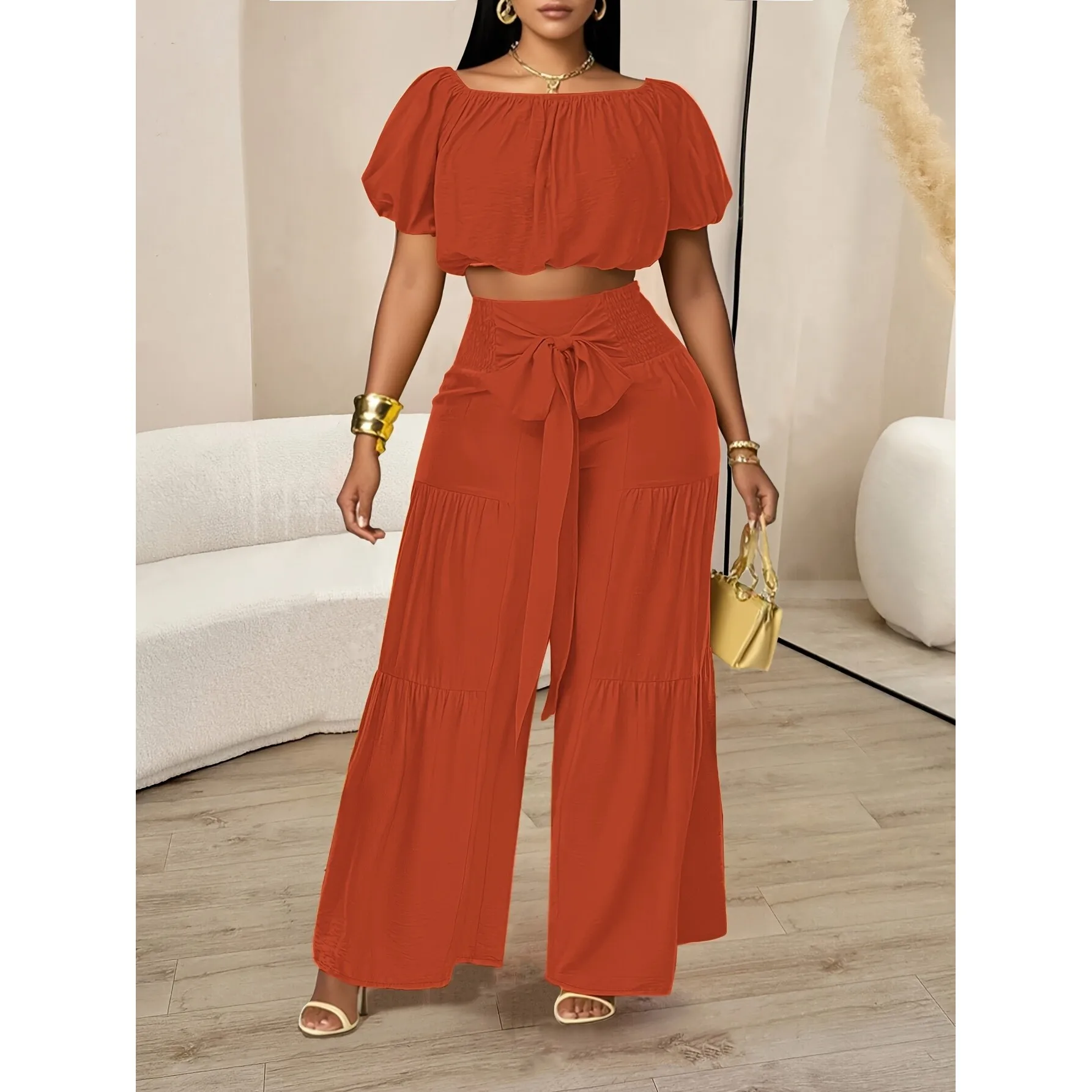 

Flared Waist Trousers Wide Leg Pants Cross-Border X 12744 Women's plus Size Fashion Pear Shape Body Type Winter Collection