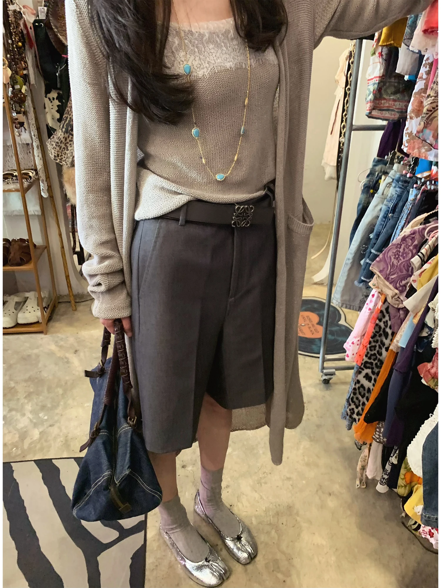 

Casual Wool Blend Wide Leg Pants Women's Fashioned Old Money Commute Style Hidden Meat Popular Lazy Middle Pants