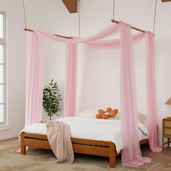 Luxury Pink Sheer Scarf Bed Canopy Scarf for Adults Girls Room Decor Twin King ambiance Romantic Cozy Little Girl Bed Curtains