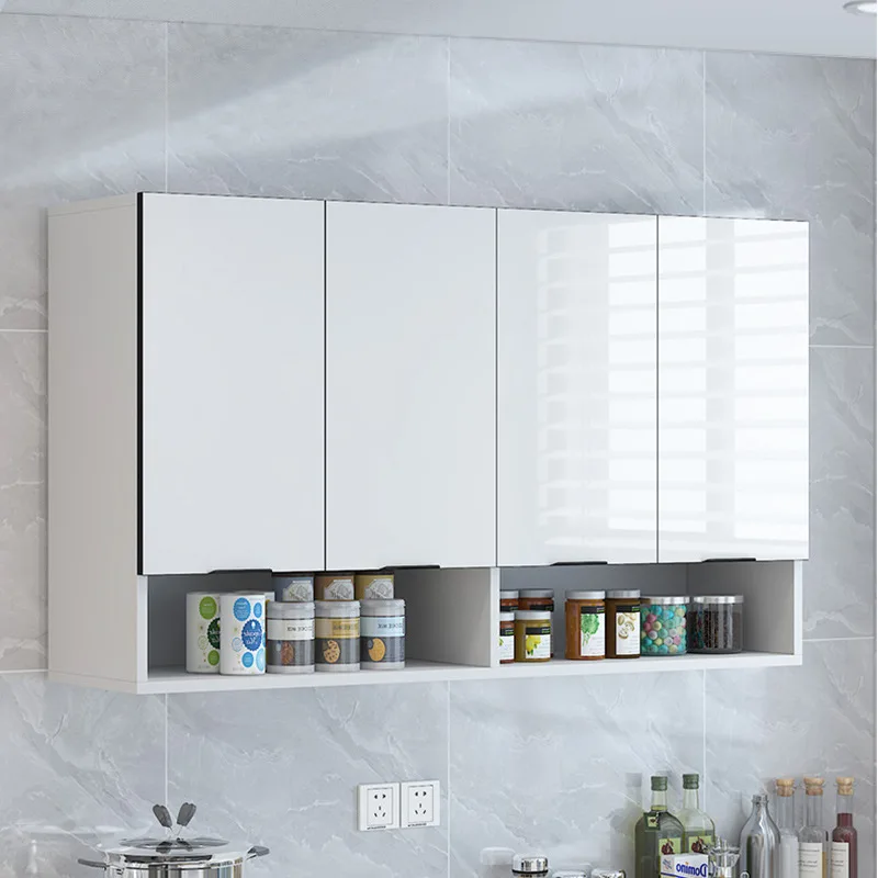 Solid wood wall cabinet wall-mounted, living room rack, bathroom locker c