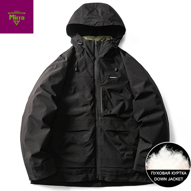 

90% White Duck Down Jackets Men Winter Puffer Jackets Thicken Warm Parkas Coats Casual Loose Hooded Padded Jackets