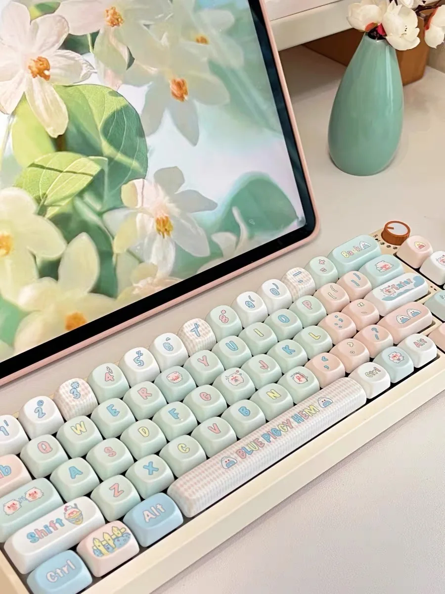 140 Keys SOA Chalk pig Cute Keycaps for KeyCap Square Thermal Sublimation Alice Mechanical Keyboard 2.25 U 2.75U Split Spacebar