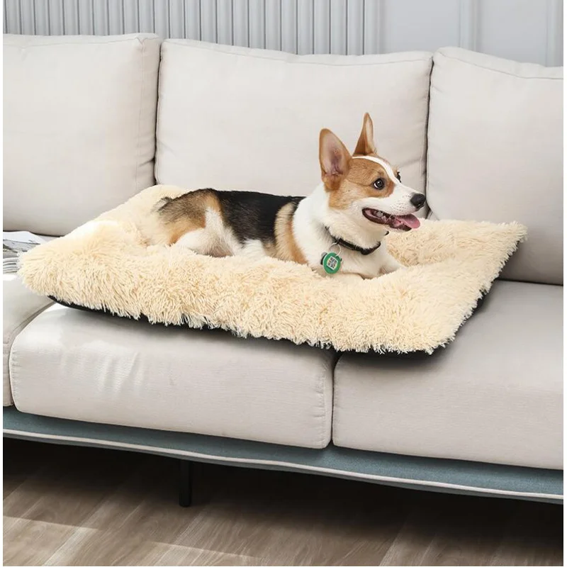 Thiened Pet Kennel Mat Plush Winter Warm Sleeping Pet Mat Dog Cushion Bed Comfortable Cat Litter Sleeping Mat Pet Su.pplies.