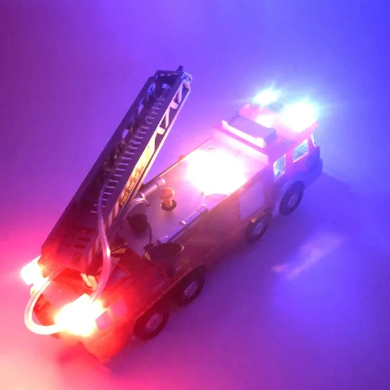 Camión de pulverización de agua, motor de bomberos, juguetes educativos no tóxicos con simulación de sonido y luz, camión de bomberos eléctrico