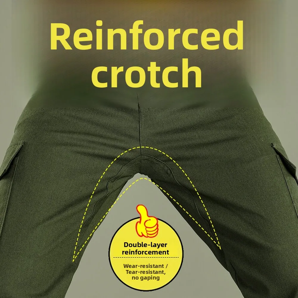 Spring Autumn Men's Work Pants Thickened Wear Resistant Loose Straight Leg Welding Site Worker Pants Breathable Labor Protect...