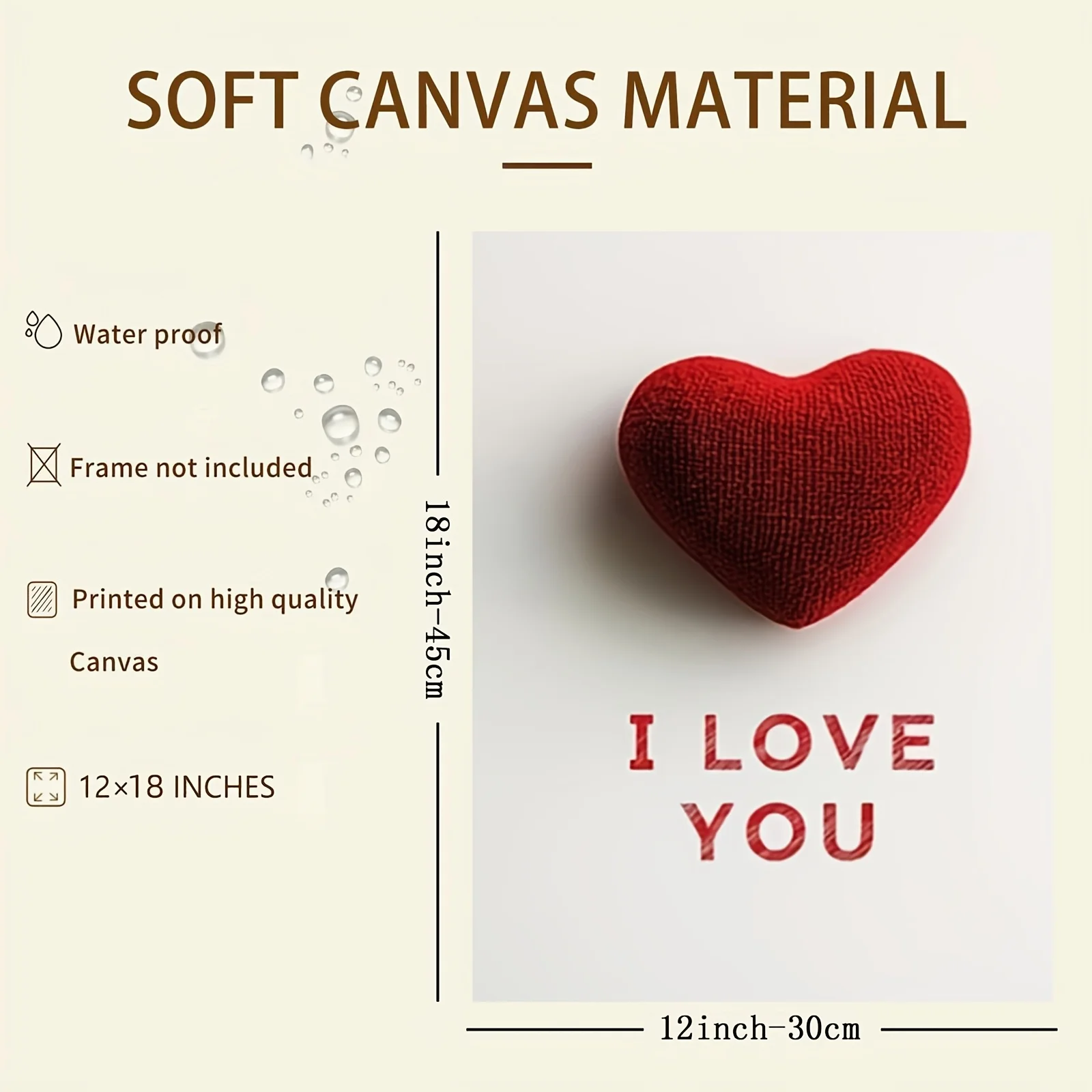 Frameless I Love You Canvas Wall Art Romantic Quote Decor for Bedroom Living Room – Couples Gift Anniversary Home Decor