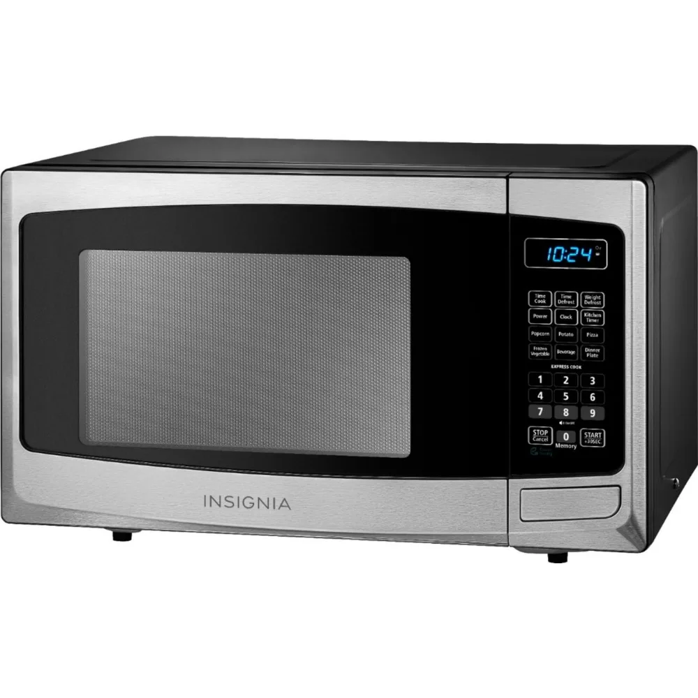 Microwave, Sarung tahan karat, bahkan pemanasan, kontrol elektronik, fitur penguncian keselamatan anak, Cu 0.9. Ft. Microwave kompak