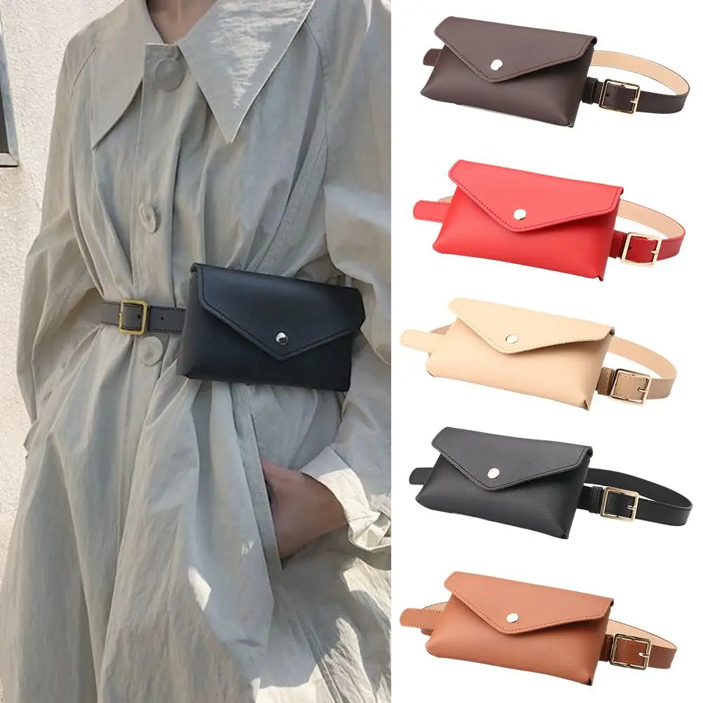 Neue Frauen Taille Taschen PU Leder Fanny Pack Brust Tasche frauen Gürtel Mode Pin Schnalle Dünnen Gürtel Tasche – Detail 1
