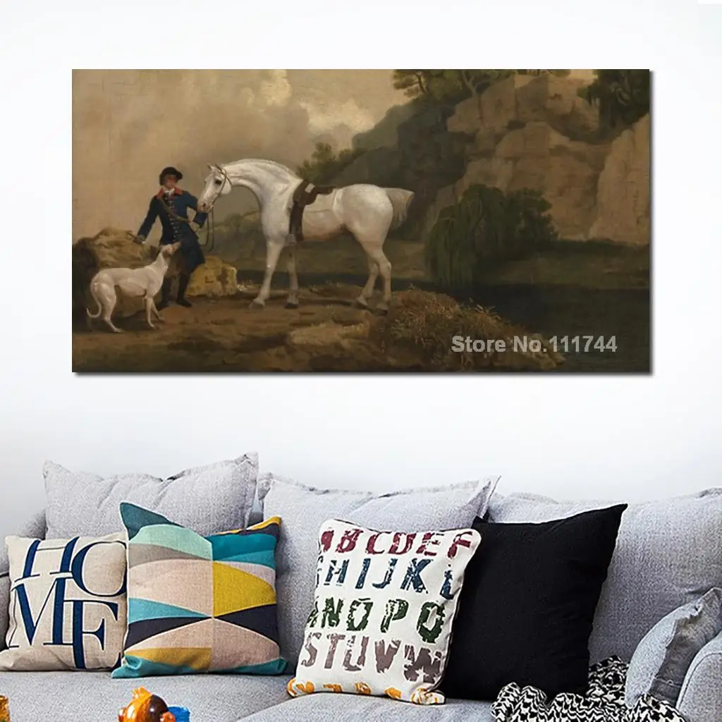 

Animal Paintings Horse A Grey Hunter with A Groom and A Greyhound at Creswell Crags George Stubbs Art High Quality Hand Painted