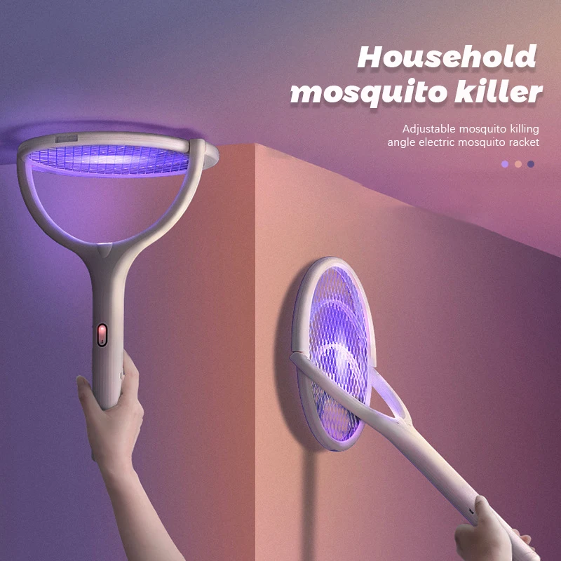 90 Degree Rotatable Mosquito Killer Lamp Electric shocker UV Light USB Charging Bug Zapper Trap Flies Summer Fly Swatter