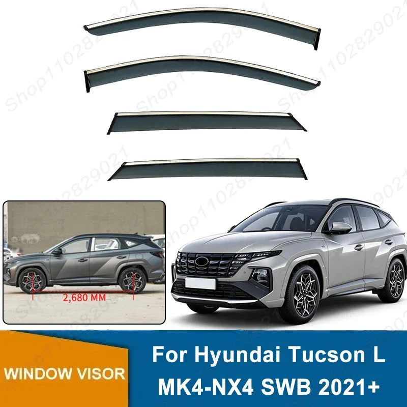 Window Visor For Hyundai Tucson L MK4-NX4 SWB 2021+ Short Wheelbase Weathershield Sun Rain Deflector Guard Car Window Deflector