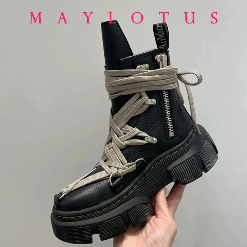 

2025 New Desert Punk Style Women Shoes British Style Many Lace-up Casual Boots Wasteland Style Thick Bottom Street Shot Knight