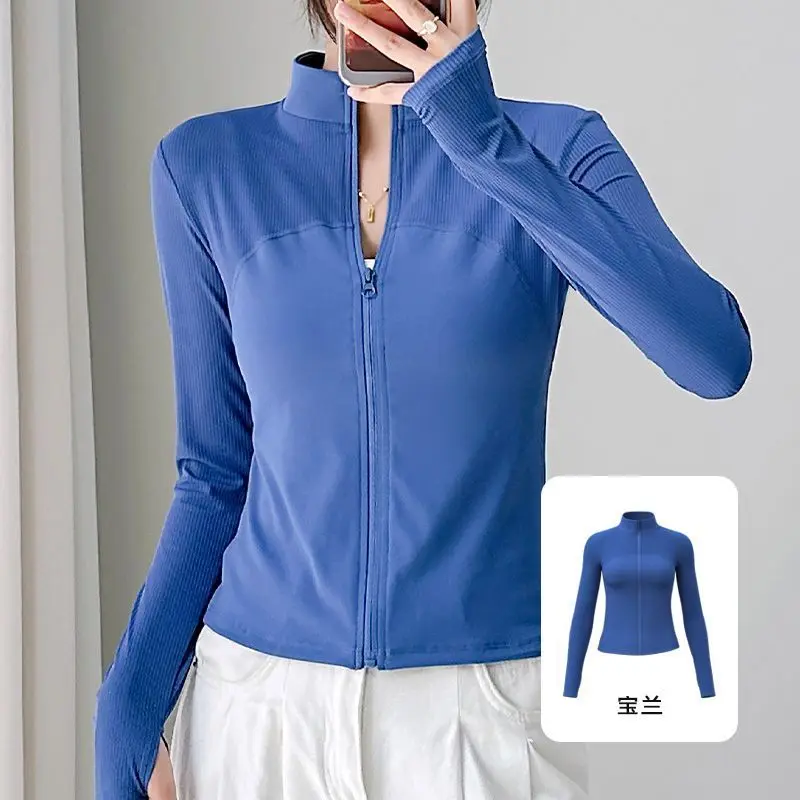 

Sunscreen Coat Women's Spring Summer 2026 New Striped Sports Jacket Yoga Clothes Outwear Tight Breathable Fitness Top Female