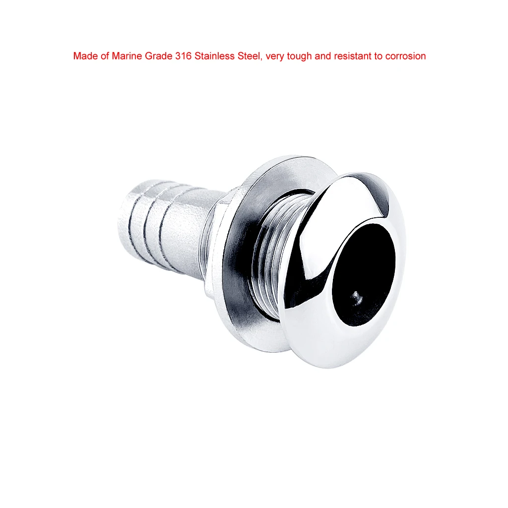 2X 316 Stainless Steel Marine Hardware Thru Hull Plumbing Fitting Outlet Drain Joint For 3/4