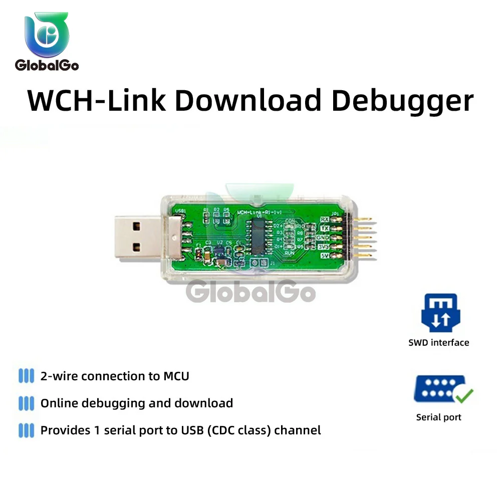 WCH link تنزيل مصححة RISC-V الإطار MCU Oonline التصحيح SWD واجهة رقاقة البرمجة مع مؤشر LED ضوء 3 فولت/5 فولت