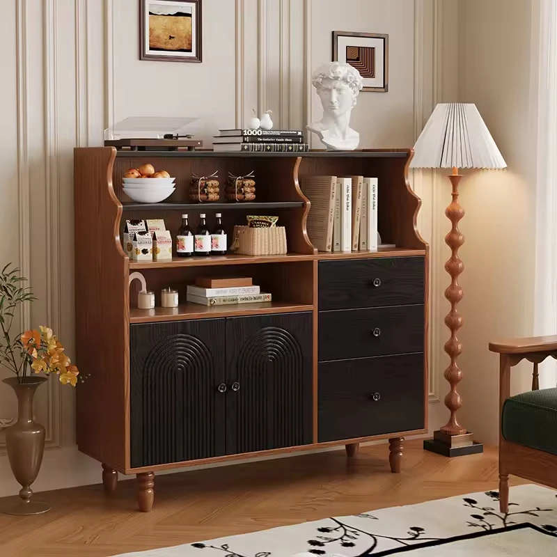 large-capacity ash wood solid wood open locker dining side cabinet living room home furniture wall-mounted