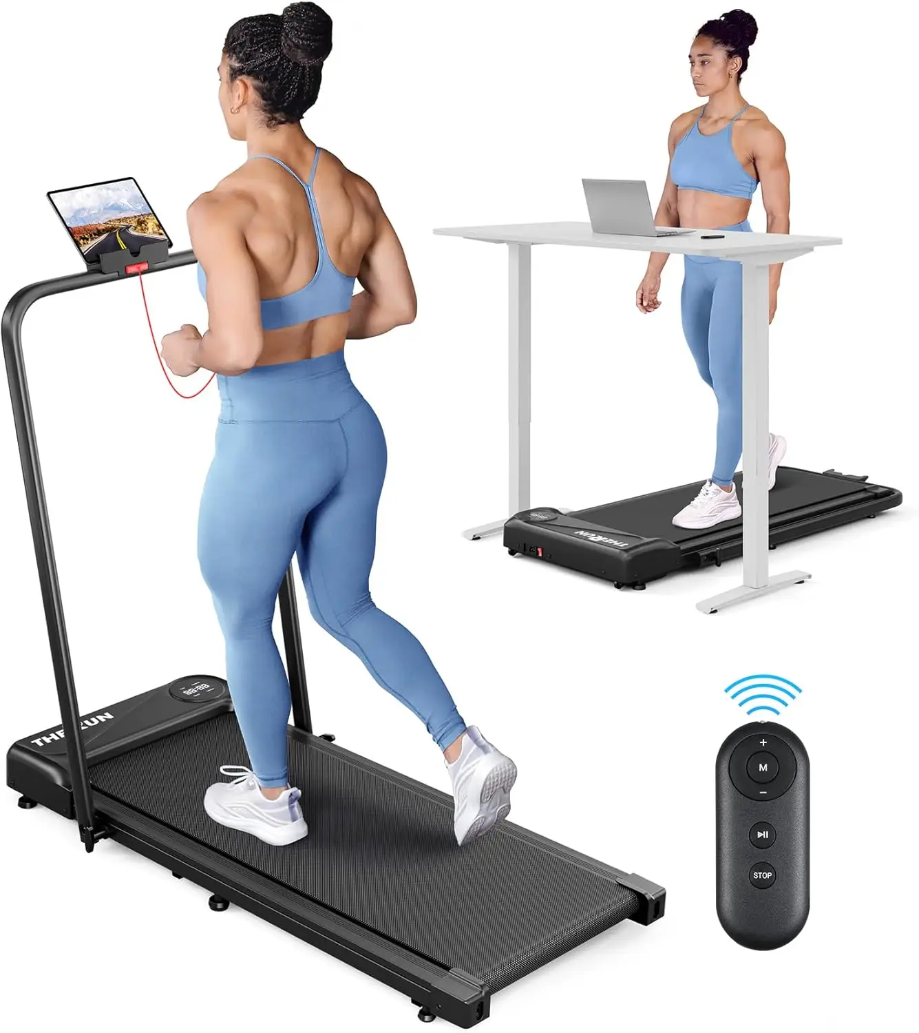 Foldable Treadmill for Home, Walking Pad with Handle Bar, 15