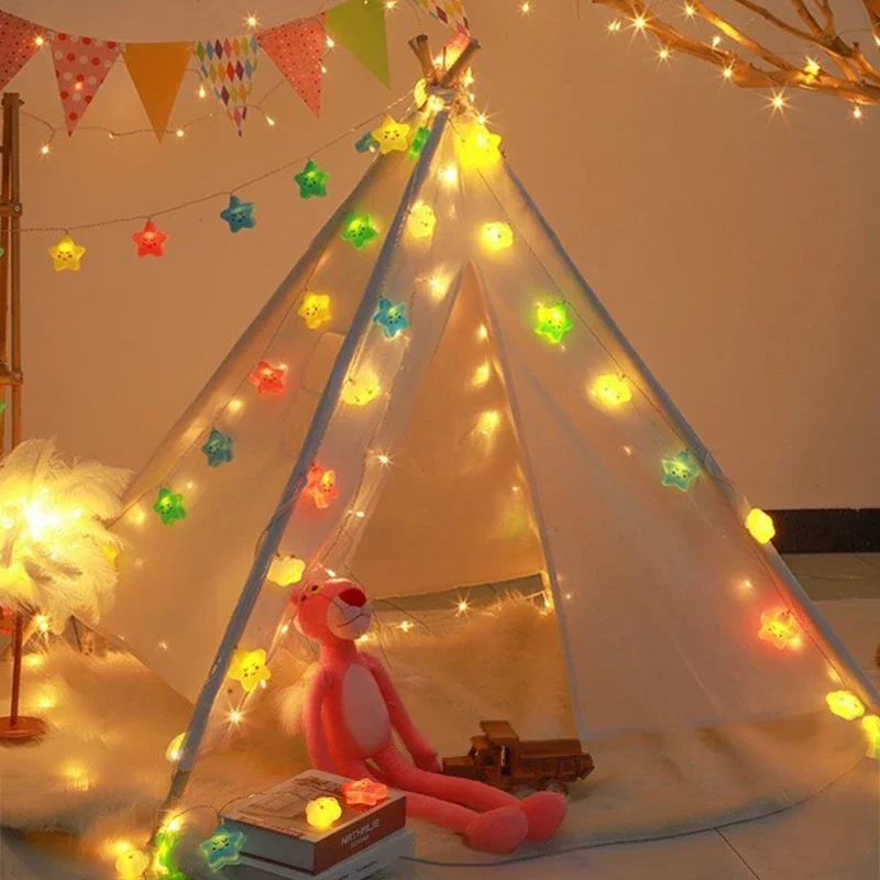 USB Battery Powered LED String Light, Star Garland Lamp, ao ar livre, Jardim, Camping, Casamento, Decoração de Natal, Sala de estar