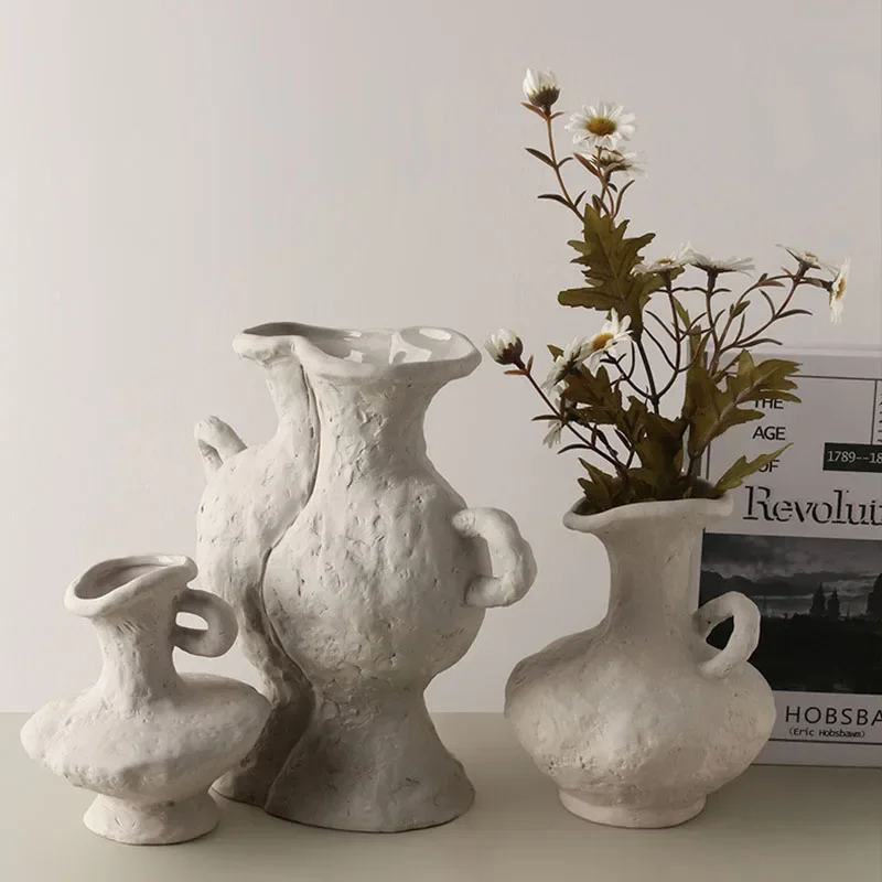 Ваза Nordic Style White Handmade Ceramic Small Vase Home Decor Flower Pot مزهريات Decoración Hogar