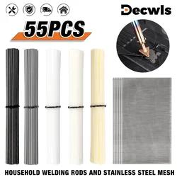 55Pcs/110Pcs Welding Tools, PP White PP Black PE PVC ABS Plastic Welding Rod,Stainless Steel Woven Metal Mesh, Home Welding Mesh
