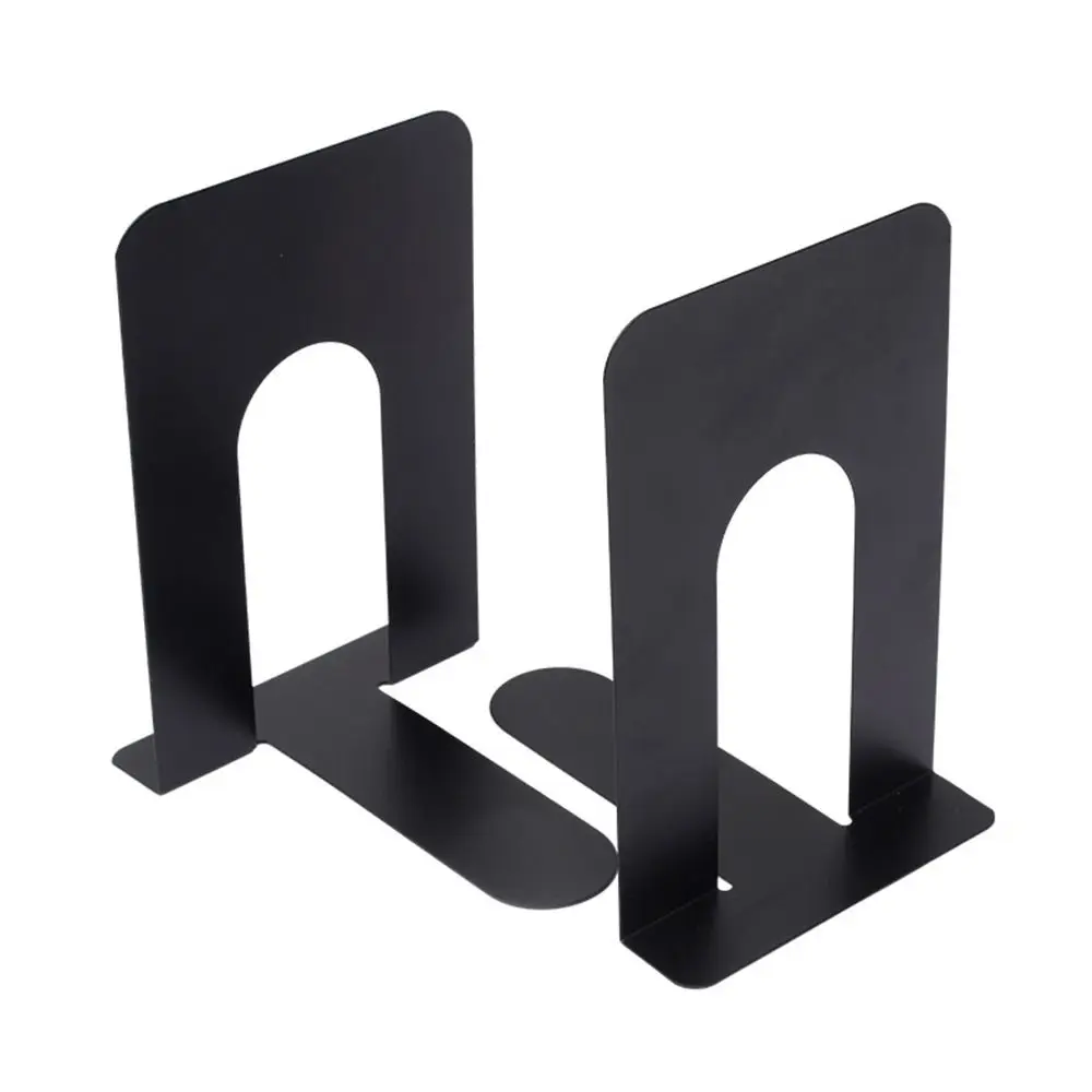 2pcs File Organizer Metal Bookends Heavy-Duty Non-slip Book Supports L-Shaped Desktop Bookshelf School Office
