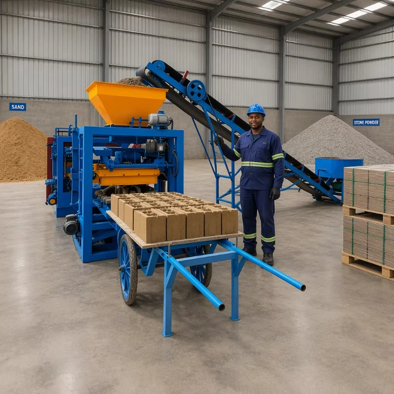 Block Making Machine QTJ4-24 Concrete Retaining Wall Block Molds Pavement Blocks Making Machine Brick Maker