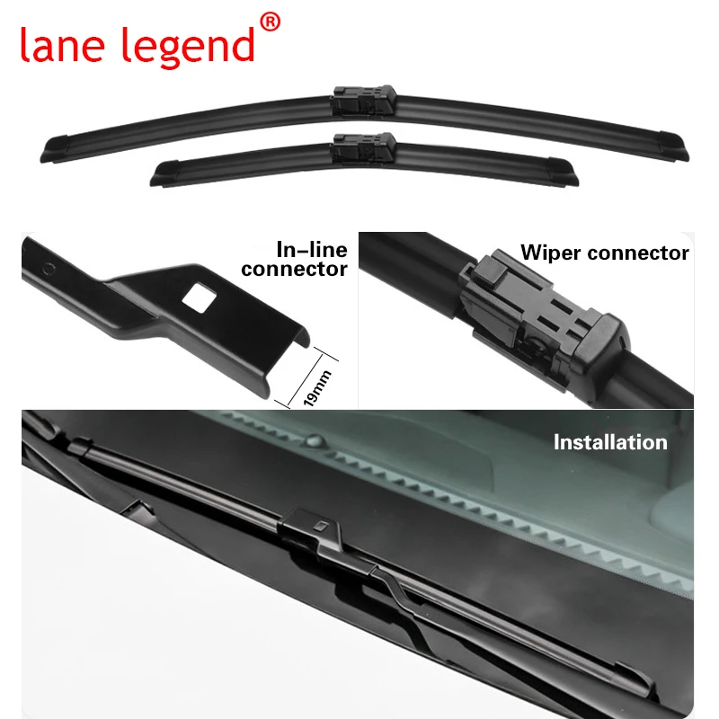 Lane Legend Wiper LHD Front Wiper Blades For Peugeot 208 P21 MK2 2019 - 2023 Windshield Windscreen Window Brushes 24\'\'+16\'\'