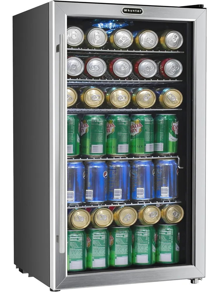 BR-130SB Beverage Refrigerator with Internal Fan – Stainless Steel 120-Can Capacity, 18.75