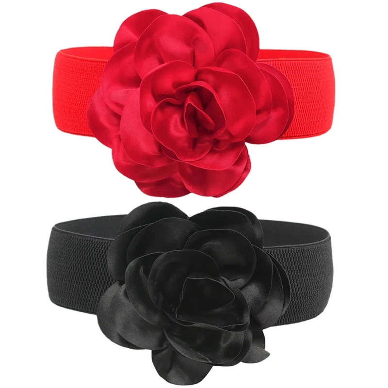 Flower Waist Belt Dress Waistband Flower Elastic Belt Flower Decorative Belt