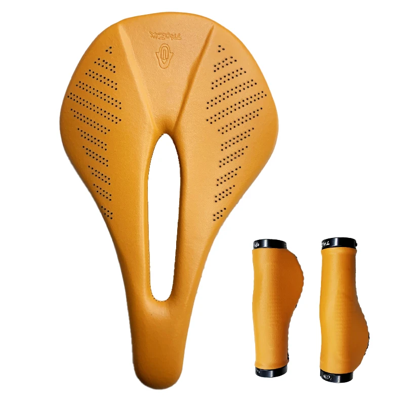 TAOZIK TS010 155mm Bright Orange Yellow TPE Sponge Full Carbon Bicycle Seat Bike Saddle Grips