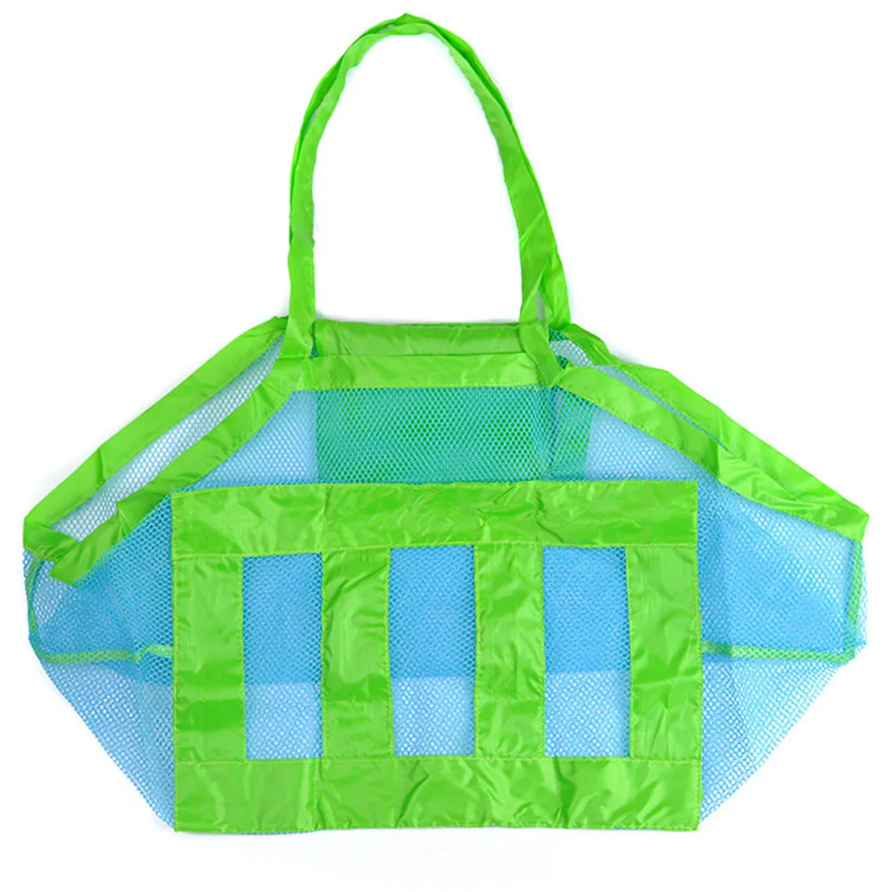 

Baby Nappies Storage Mesh Beach Bag Large Blue Green Foldable Lightweight Stroller Hanging Storage Kids Outdoor Sand Shell Tool