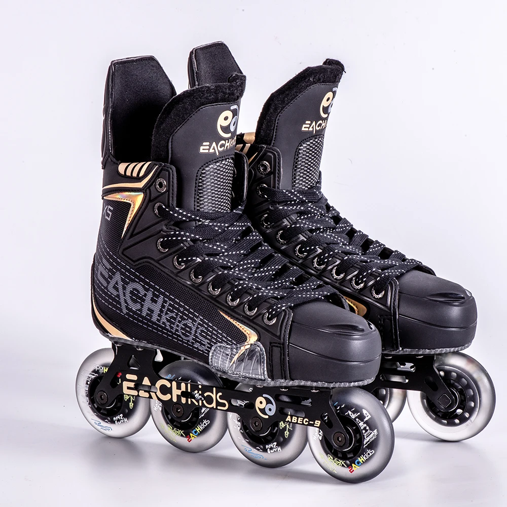 EACHkids High Quality PU Inline Speed Hockey Skates Professional Level Carbon Ice Roller Skates Adults Boys Alloy Wheel Material