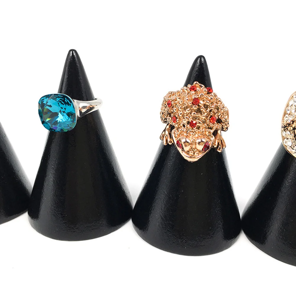 

Набор из 2 деревянных подставок для колец конической формы, держатель для ювелирных изделий, органайзер для дома и магазина, конусная подставка