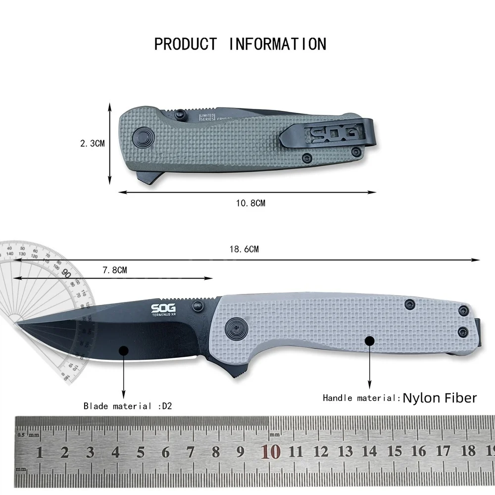 D2 Multifunctional Tactical Folding Blade Knife Nylon Fiber Handle Utility EDC Outdoor Camping Survival Knives Fruit Cutter