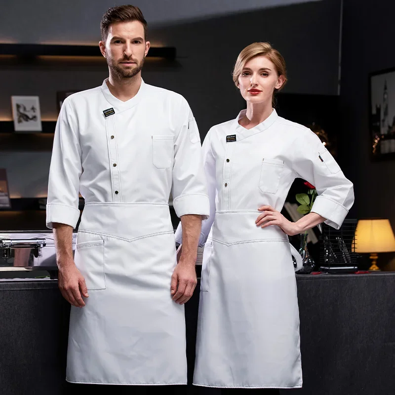 Uniformes de cuisine vêtements de Chef homme à manches longues Service alimentaire Restaurant uniforme de travail boulanger ventiler vêtements de travail femmes blanc