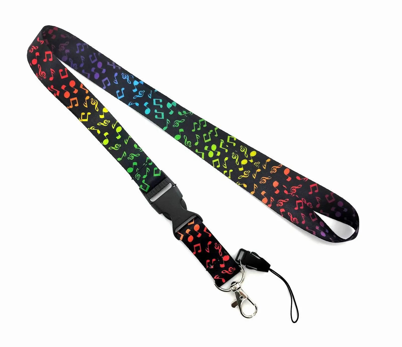 Fotografia 5: Cordão de pescoço com desenho de nota musical e chaveiro, suporte destacável para crachá e celular, acessórios para telefone ﻿