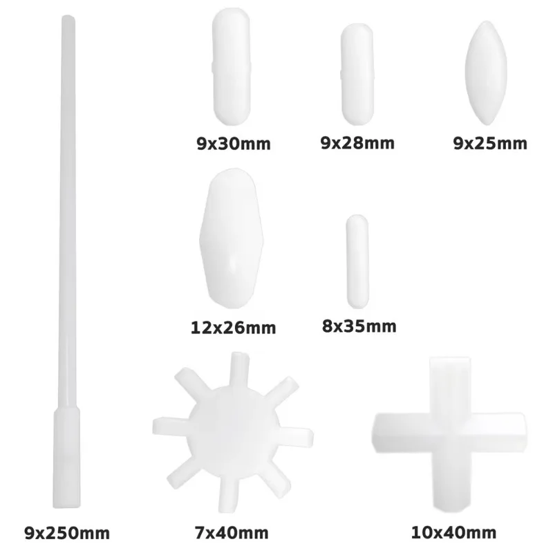 LAB 8 Pcs PTFE Magnetic Stirrer Set Hot-selling Different Shape Spin Bar/Stir Bar Oval Octagon Cross Star Shapes