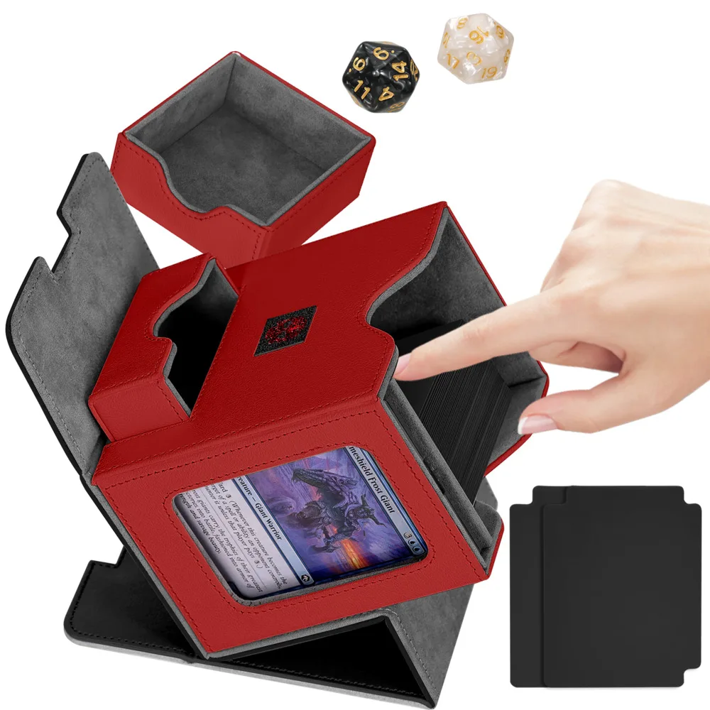 

Card Deck Box With Dice Tray For MTG Card Commander Deck Box 100+ Sleeved Cards PU Card Storage Box Deck Game Case For TCG CCG