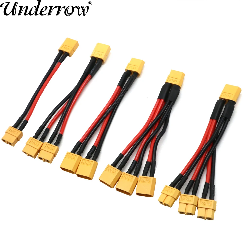 XT60 Parallel Battery Connector Male/Female Cable Dual Extension Y Splitter/ 3-Way 14AWG Silicone Wire Battery Connector