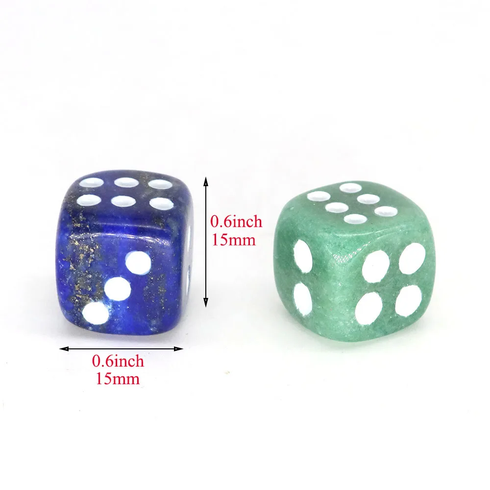 15mm Natural Crystal Stone D6 Dice Table Playing Game Tools Family Party Bar Club Entertainment Accessories Home Decoration Gift