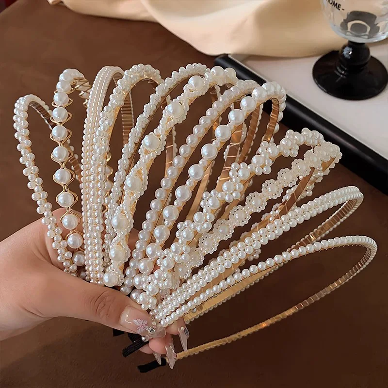 

Korean-Style Pearl Hair Band New Summer Style Retro Hair Band Simple and Elegant Versatile Hair Accessory for Women