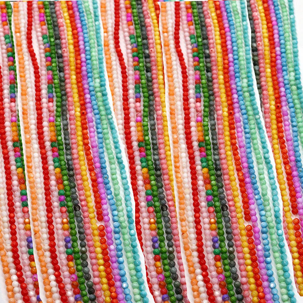 Spherical Shaped Natural Freshwater Shell Beads 2/3/4mm Multi-color Dyeing Loose Bead Jewelry Accessory for Handmade Necklace