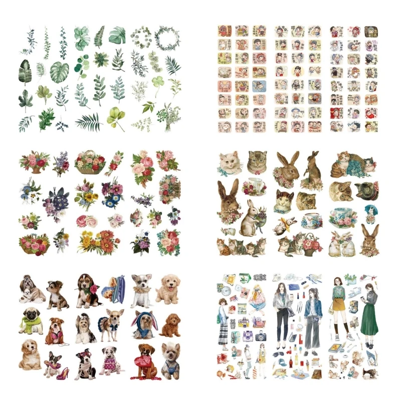 ความงามสติกเกอร์กระต่ายสุนัขแมวสติกเกอร์สำหรับสมุด DIY Planner Y9RF