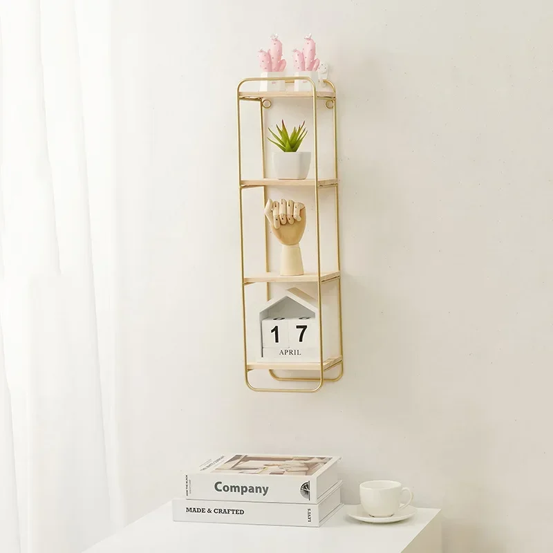 Floating Rectangular Shelf Wall Mounted Metal Framed With Wooden Floor For Wall Storage Display Household Items Home Decoration